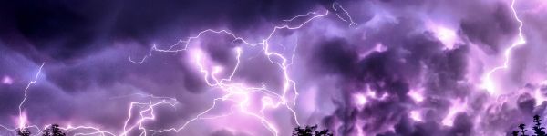 thunderstorm, lightning, night Wallpaper 1590x400