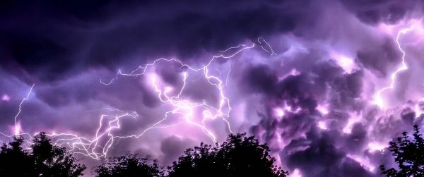 thunderstorm, lightning, night Wallpaper 3440x1440