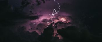 lightning, sky, clouds Wallpaper 3440x1440