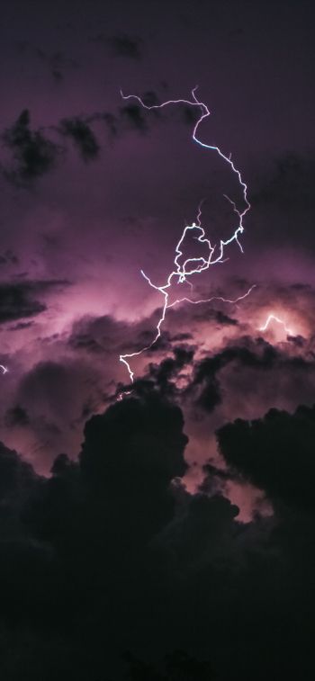lightning, sky, clouds Wallpaper 1284x2778