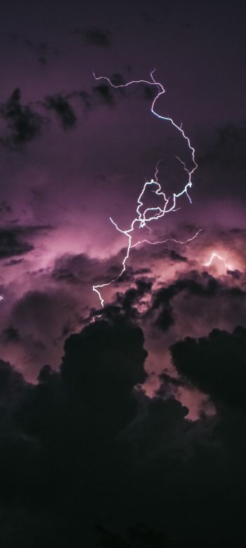 lightning, sky, clouds Wallpaper 1440x3200