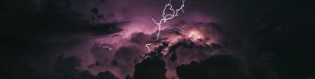 lightning, sky, clouds Wallpaper 1590x400
