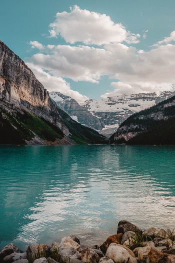 Lake Louise, Canada, mountains Wallpaper 640x960
