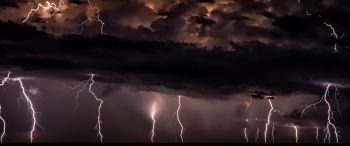 lightning, thunderstorm, night Wallpaper 3440x1440