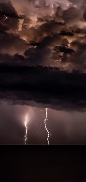 lightning, thunderstorm, night Wallpaper 1080x2280