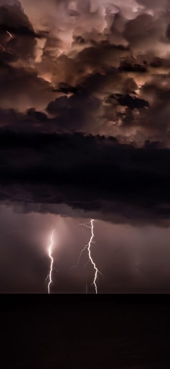 lightning, thunderstorm, night Wallpaper 1080x2340