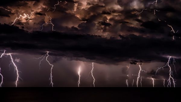 lightning, thunderstorm, night Wallpaper 2048x1152