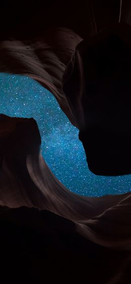 rocks, night, stars Wallpaper 828x1792