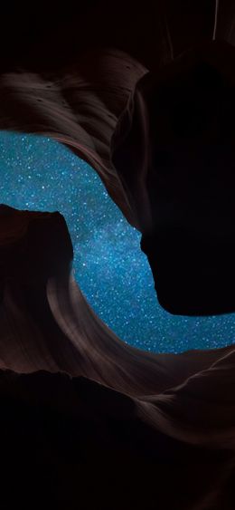 rocks, night, stars Wallpaper 1080x2340