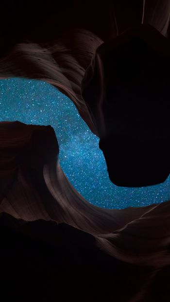 rocks, night, stars Wallpaper 640x1136
