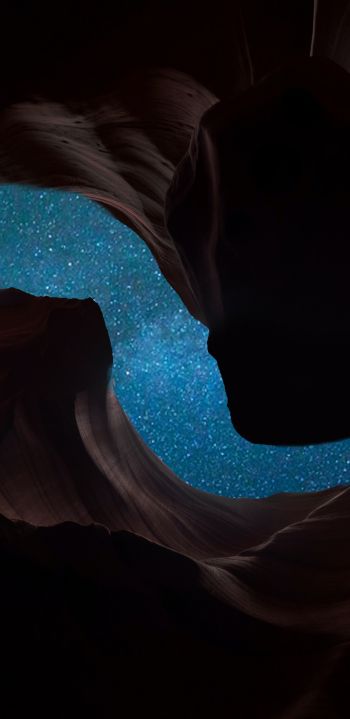 rocks, night, stars Wallpaper 1080x2220