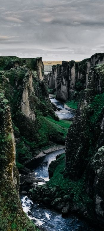 Обои 1080x2400 Исландия, горы, река