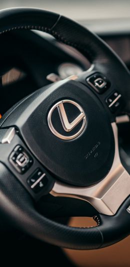 steering wheel, car interior, Lexus Wallpaper 1080x2220