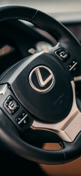 Обои 1080x2340 руль, салон автомобиля, Lexus