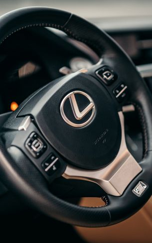 steering wheel, car interior, Lexus Wallpaper 800x1280