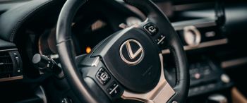steering wheel, car interior, Lexus Wallpaper 3440x1440