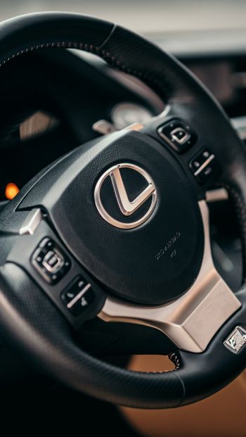 steering wheel, car interior, Lexus Wallpaper 640x1136