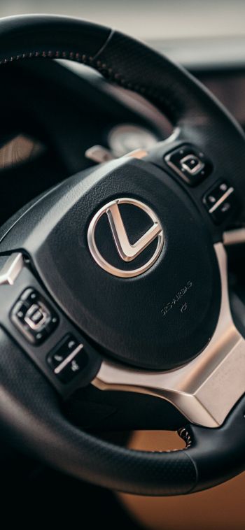 steering wheel, car interior, Lexus Wallpaper 1080x2340