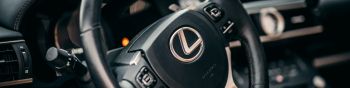 steering wheel, car interior, Lexus Wallpaper 1590x400