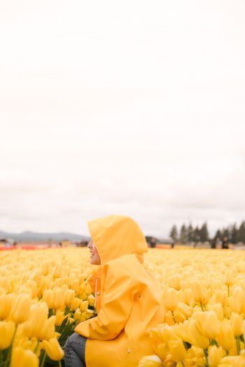 tulips, girl, yellow Wallpaper 640x960