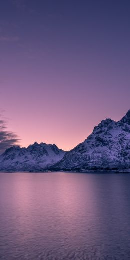 Обои 720x1440 Лофотенские острова, Норвегия, закат