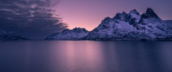 Обои 2560x1080 Лофотенские острова, Норвегия, закат