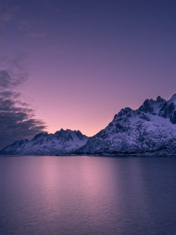 Обои 1620x2160 Лофотенские острова, Норвегия, закат