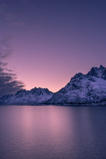 Обои 640x960 Лофотенские острова, Норвегия, закат