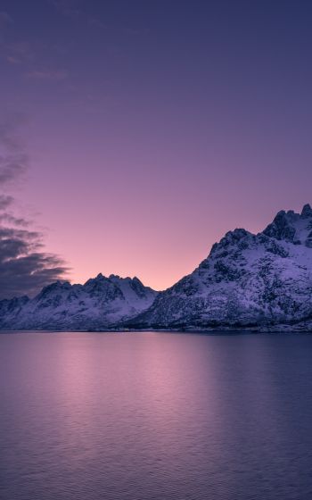 Обои 1600x2560 Лофотенские острова, Норвегия, закат