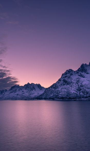 Обои 1200x2000 Лофотенские острова, Норвегия, закат