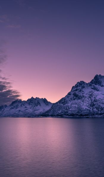Обои 600x1024 Лофотенские острова, Норвегия, закат