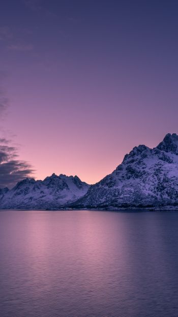 Обои 640x1136 Лофотенские острова, Норвегия, закат