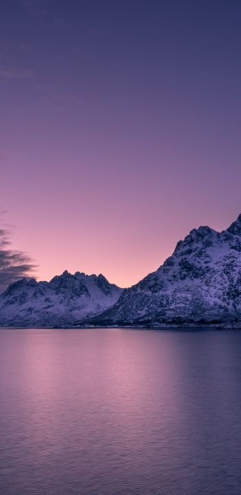 Обои 1440x2960 Лофотенские острова, Норвегия, закат