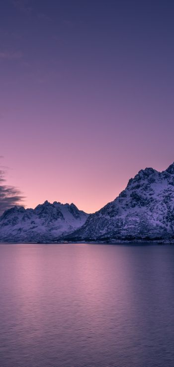 Lofoten Islands, Norway, sunset Wallpaper 1440x3040