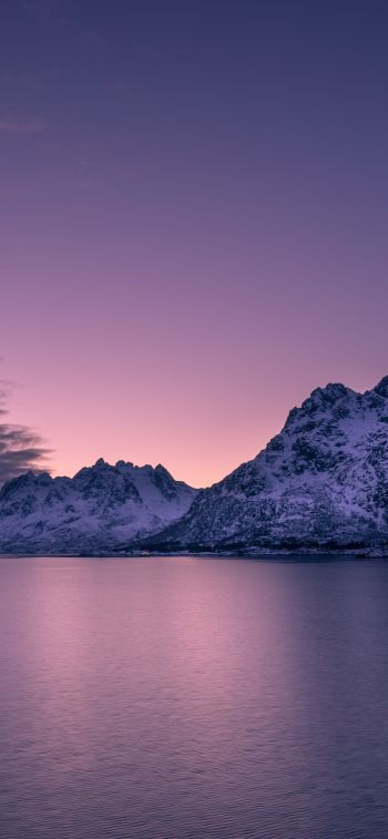 Обои 828x1792 Лофотенские острова, Норвегия, закат