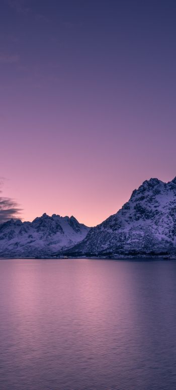 Обои 1080x2400 Лофотенские острова, Норвегия, закат