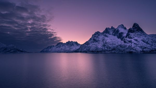 Обои 3840x2160 Лофотенские острова, Норвегия, закат