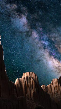 milky way, mountains, night Wallpaper 640x1136