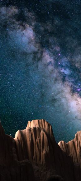 milky way, mountains, night Wallpaper 1440x3200