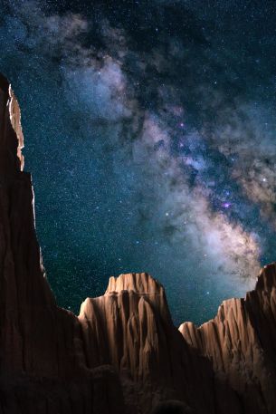 milky way, mountains, night Wallpaper 640x960