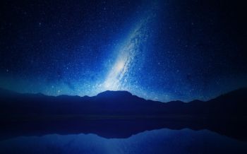 night, lake, mountains, universe Wallpaper 1920x1200