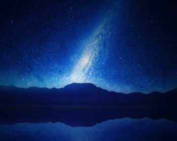 night, lake, mountains, universe Wallpaper 1280x1024