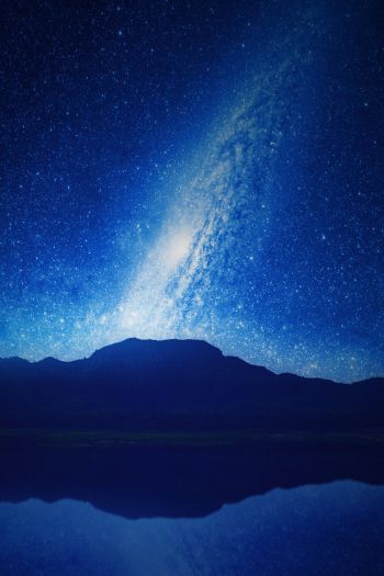 night, lake, mountains, universe Wallpaper 640x960