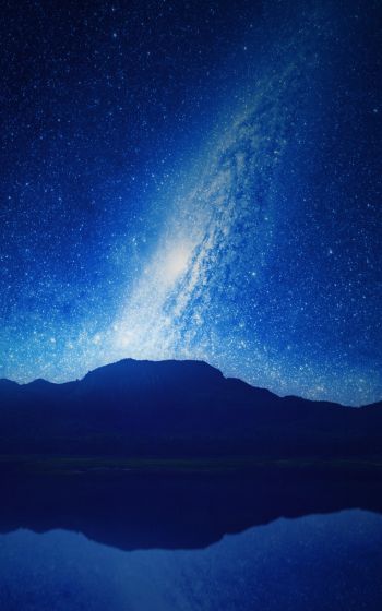 night, lake, mountains, universe Wallpaper 1200x1920