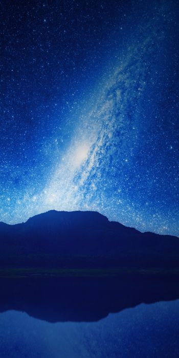 night, lake, mountains, universe Wallpaper 720x1440