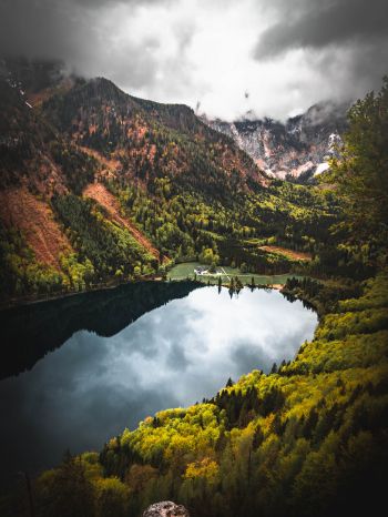 lake, mountains, reflection Wallpaper 1620x2160