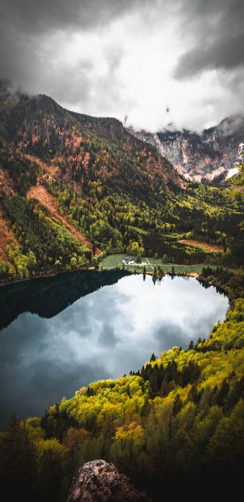 lake, mountains, reflection Wallpaper 1440x2960