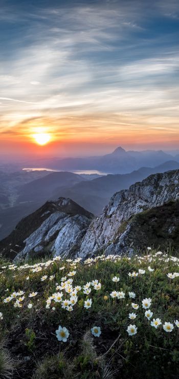 Обои 1440x3040 горы, Эбензее, Австрия