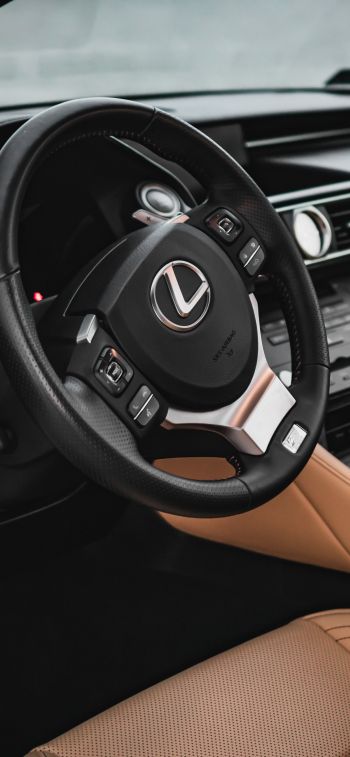 Lexus, salon, steering wheel Wallpaper 1284x2778