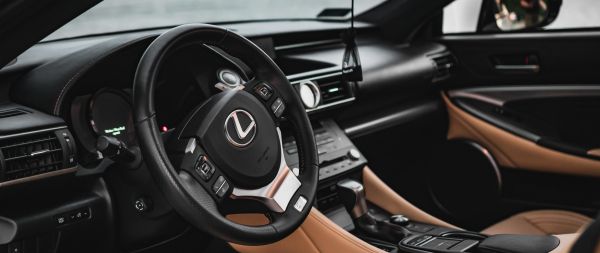 Обои 2560x1080 Lexus, салон, руль